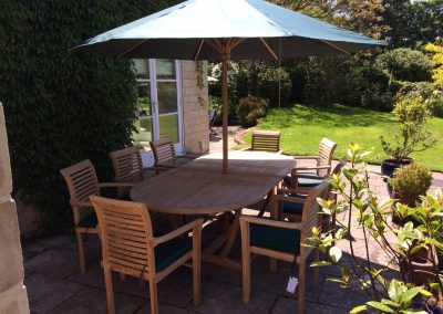 Table set in a garden